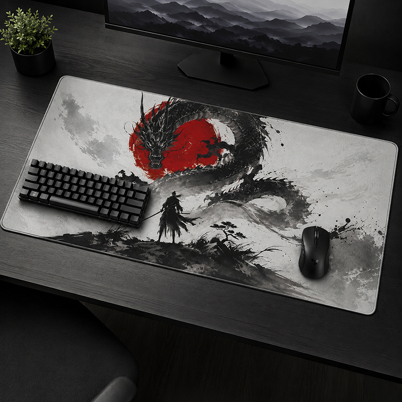 Gaming Accessories On Sale - Muismat Gaming Ink Dragon print on