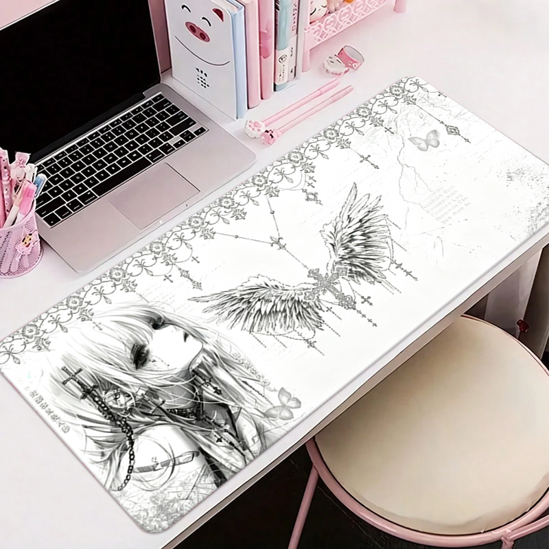 Gaming Accessories Deals - Leren muismat Zwart Wit Anime Esthetiek