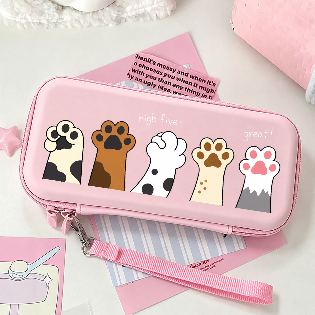 Gaming Accessories Bag - Macaronkleurige harde opbergtas met mesh-vakken voor