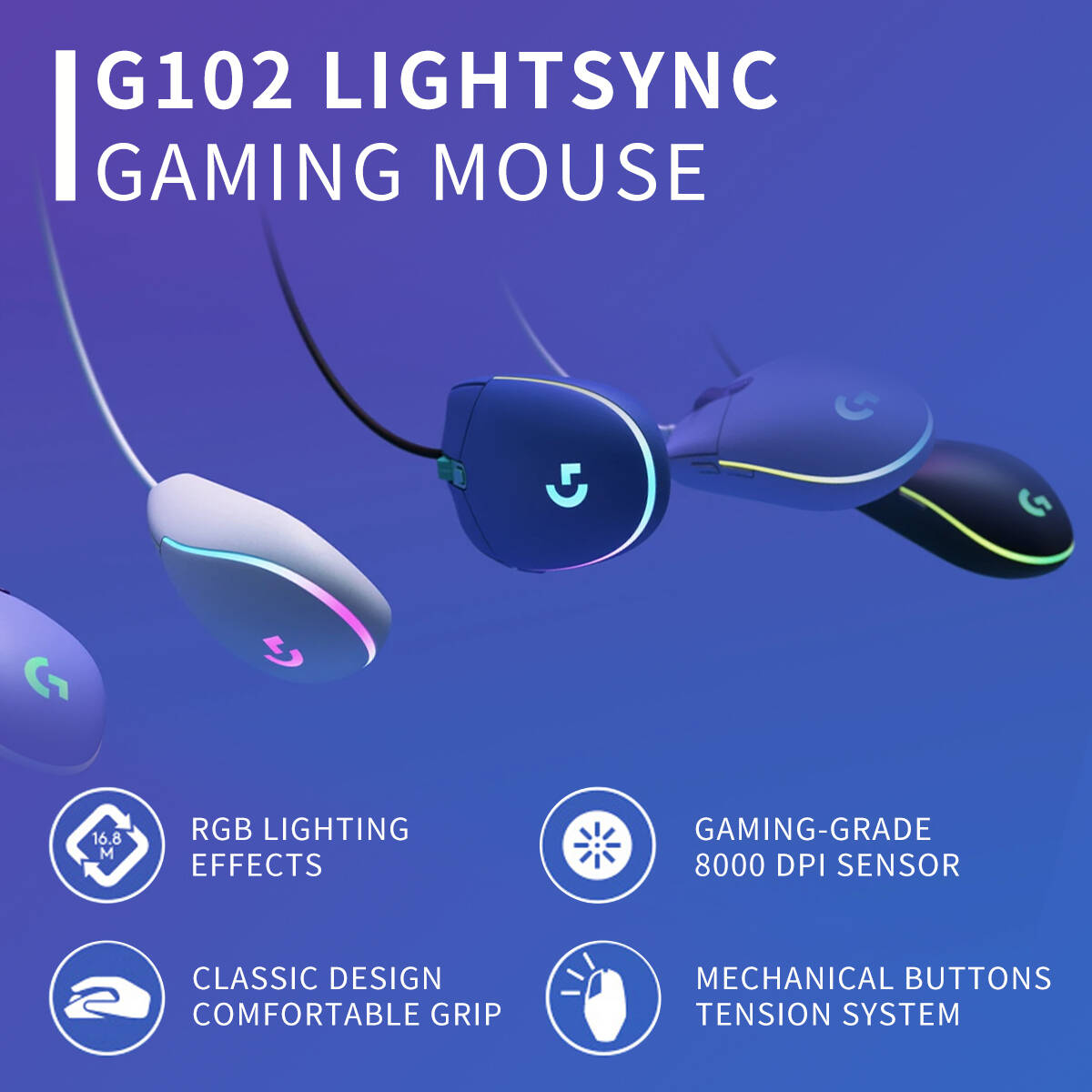Logitech G203 RGB Gamingmuis,  - Logitech Mouse G203 recensie en prijs