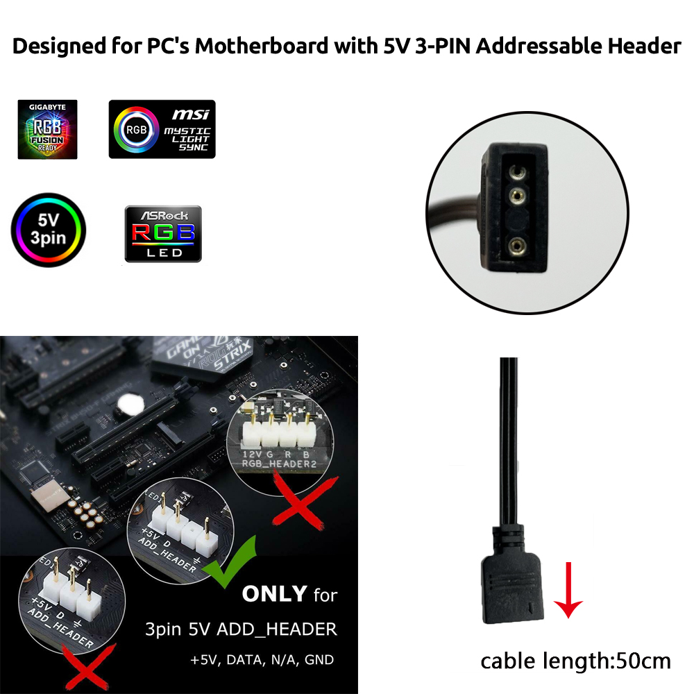 5V ARGB 3-pins header voor Asu - Gaming Accessories Led recensie en prijs